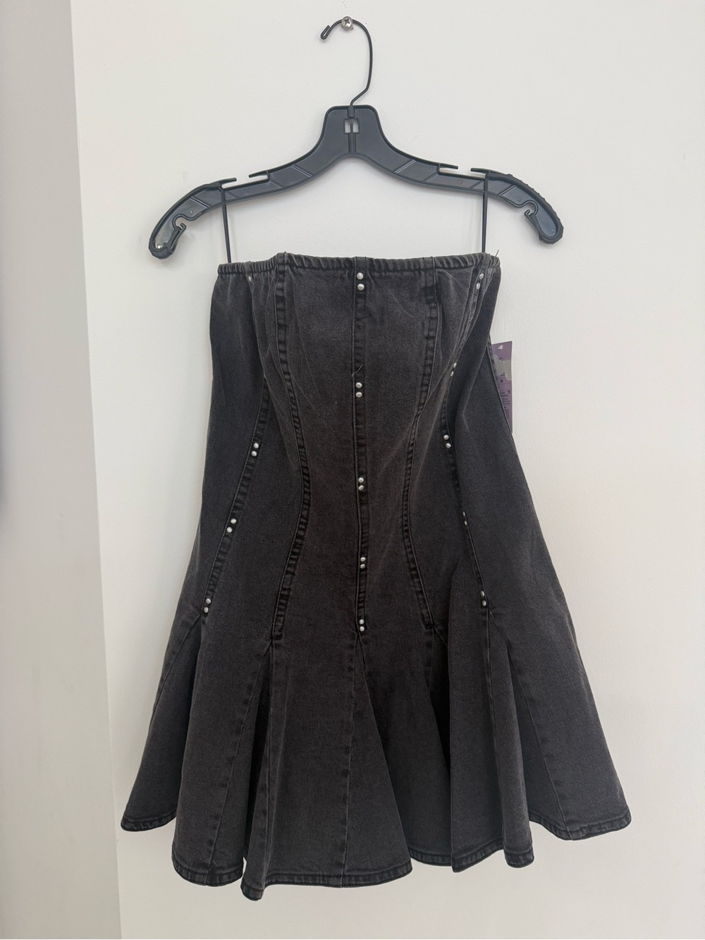 Wild Fable Strapless Black Denim Flared Dress